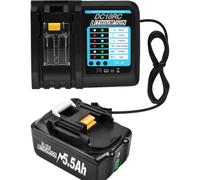 Batería y cargador de 18 V 5,5 Ah para Makita BL1850B BL1850 BL1840 BL1830B BL1830 BL1815 194205-3 194309-1 LXT400 baterías de repuesto de 5500 mAh con indicador LED