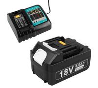 Batería y Cargador para Makita LXT ASUNCELL 18 V 5,0 Ah batería DC18RC Cargador rápido para Makita Compatible con Todas Las baterías Makita 14,4 V-18 V Li-Ion BL1815 BL1830 BL1850 BL1430