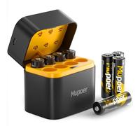 Baterías de litio recargables AA con cargador, 1,5 V doble A 3600 mWh, batería de iones de litio AA recargable de larga duración con caja de almacenamiento de carga integrada, color dorado