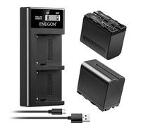 Baterías ENEGON NP-F970 (8400 mAh, 2 Unidades) y Kit Cargador LCD, compatibles con baterías Sony NP-F930, NP-F950 y NP-F960