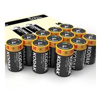 Baterías Kodak Xtralife de celda D de 12 unidades, pila alcalina de tamaño D de 1.5V (LR20) para linternas, juguetes, linternas y dispositivos electrónicos de alto consumo, vida útil de 10 años (12