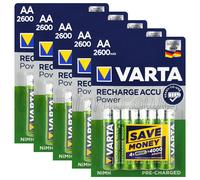 Baterías Recargables Varta AA 2600mAh 20 x Ni-MH 1.2V HR6 Stilo Power Accu