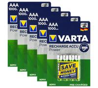 Baterías Recargables Varta AAA 1000mAh 20 X Ni-MH 1.2V HR03 Micro Accu Power