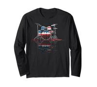 Baterista American Flag USA Drip Graffiti Lover Manga Larga