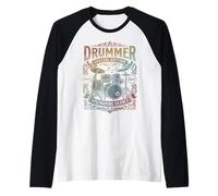Baterista Destruyendo Silencio Vintage Steampunk Percusión Camiseta Manga Raglan