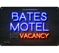 Bates Motel - Letrero de neón de metal vintage para decoración del hogar, bar, 8 x 12 pulgadas, arte único para tu bar o decoración del hogar