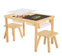 Bateso Mesa sensorial Multifuncional con 2 sillas, Rollo de Papel, Tablero de Doble Cara y recipientes de Almacenamiento Plegables para niños, Ideal para mesas de Arena y Agua de Interior y Exterior