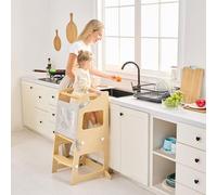Bateso Torre Montessori Ajustable de Madera para niños de 1 a 3 años, con Redes Desmontables y Patas de Soporte, Taburete de Cocina con Alfombrillas Antideslizantes para habitación Infantil