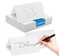 Bateya 120 tarjetas de mesa en blanco, 10 x 8,9 cm, plegables, se pueden escribir en casa, simples en color blanco, se pueden utilizar para tarjetas de asiento, tarjetas de nombre, reservas de mesa y