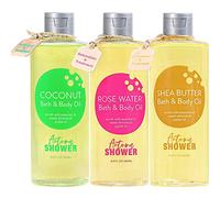 Bath and Body Oil - Autumn Shower Oil with Sweet Almond, Jojoba Oil, Shea Butter & Rose Water & Coconut Bath Oils Mother's Day Gift for Women, Multiuse Oil for Hair & Dry Skin 26.4 fl oz (Pack of 3)