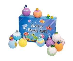 Bath B0mb Set with Toys - 12 Piece Natural Safe Colorful Fizzy Balls, Water Game Collection | Fun Bathing Accessory For Girls, Boys, Daughter, Son, Friends, Bathtub, Pool, Home Playtime