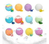 Bath Ball For Girls | 12 Pieces Natural, Safe, Colorful Bubble Bath Bombs With Surprise Toys, Large Fizzy B́ath Shower Balls For Boys, Girls, Children, Family Time, Garden, Pool, Home Play, Water Fun,