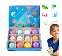 Bath Ball For Kids | 12 Pieces Natural Refreshing Foam With Animal Toy, Bubble Bath Set | Fun Bathing Experience For Children Girls Boys Family Holidays Birthdays, Colorful Water Play, Gentle Skin