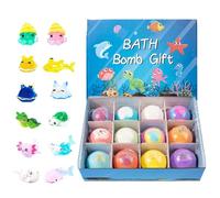 Bath Ball with Surprise Inside, Fizzy Bath Salt Balls, Natural Handmade Organic Toys, Land Sea Themes for Kids, Perfect for Birthdays 8.86x2.17x6.5 inches