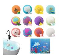 Bath Balls For Kids - 12 Pieces Shower Product, Fizzy Bath Salt Balls Fun Baath Girls Holiday Playdates Summer Travel Toilet Restroom Bathroom Hotel Home Daycare Relaxation