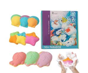 Bath Balls Toys Inside, Sea Theme Bathing Product, 9 Pieces Professional Grade Bubble Bath Balls, High Contrast Aquatic Finish, Industrial Strength Fizzing Logic, Surprise Gift for Boys and Girls