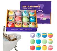 Bath Balls With Toys Inside - 12 Piece Handmade Colorful 4.9cm Fizzy Bath Bomb Set | Kids Body Cleanser Baths Toys Kit | Foaming Spa Balls For Travel Bathroom Hotel Fun Baths Use