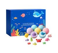 Bath Balls With Toys Inside - 12 Pieces Sea Theme Shower Product | Child Bath Salt Ball - For Boys Girls Wives Ladies Home Bathroom Restroom Hotel Travel Summer Holiday Birthday