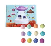Bath Balls with Toys Inside - 12 Pieces Space Saucer Bathing Product, Child Salt Ball for Boys Girls Birthday Holiday Summer Travel Bathroom