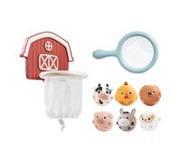 Bath Basketball Hoop Toys - Kids Pool Game | PVC Suction Cup Hoop Set - Fun Bathroom Basketball Toy with 6 Animal Balls Mesh Bag and Fishing Net for Bath Pool and Travel Water Play