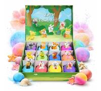 Bath Bombs with Surprise Inside - 6/12 Pack Organic Bubble Fizzy with Toys, Natural Sea Salt Color Changing Bath Balls - Dinosaur Egg、animal、Ocean Theme Bath Fizzies (green 12pcs)