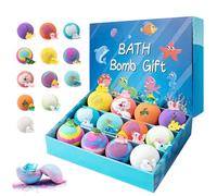 Bath Bombs with Toys Inside, 12/24 Pack Rainbow Natural Bath Bombs for Kids, with Surprise Ocean Toys Inside Bubble Bath Balls, Easter Basket Stuffers Easter Gifts (12Pack-A)