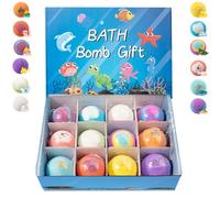 Bath Bombs with Toys Inside, Ocean Toy Bath Salt Ball Sleeve Box, 12 Pack Kids Bath Bombs with Surprise Inside (Ocean)