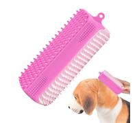 Bath Brush, Silicone Grooming Brush, Puppy Bathing Tool, Deep Cleaning Gentle Scrubber for Small, Medium, Breeds, Puppies, Cats, Indoor, 5.12x1.77x1.77 inches, Hot Pink