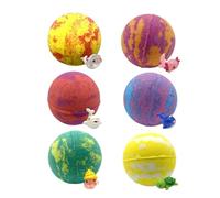 Bath Color Fizzies - with Toys Inside 6 Piece Colorful Scented Bubble - Cartoon Animal Toy Bath Fizzies | for Home Bathroom Holiday Party Daycare Center