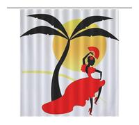 Bath CurtainCortina De Ducha 64.17x70.87Inch（163x180cm） Opaca AntimohoIn Hawaii, Enthusiastic Girls Are Dancing - Cortinas Baño Poliéster Impermeable Con 12 Ganchos - Cortina Bañera Privacid