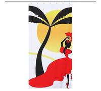 Bath CurtainCortinas De Baño Antimoho In Hawaii, Enthusiastic Girls Are Dancing35.43x70.87Inch（90x180cm） - Cortina Gráfico Gato Animado En Bañera - Poliéster Opaco Impermeable Con 12 Ganch