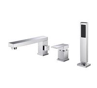 Bath Faucet with Hand Shower Brass Water Hot and Cold Split 3 Holes Shower Swivel Joint Faucet Bathtub,