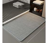 Bath Mat Thin Bathroom Rugs Non Slip Bathroom Mat Quick Dry, Shower Mats Outside Shower, Braided Absorbent Washable Floor Bath Rugs with Rubber Backing for Sink, Home Decor (Light Blue, 100x150cm)