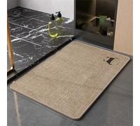 Bath Mat Thin Bathroom Rugs Non Slip Bathroom Mat Quick Dry, Shower Mats Outside Shower, Braided Absorbent Washable Floor Bath Rugs with Rubber Backing for Sink, Home Decor (Beige Animal, 100x150cm)