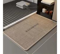 Bath Mat Thin Bathroom Rugs Non Slip Bathroom Mat Quick Dry, Shower Mats Outside Shower, Braided Absorbent Washable Floor Bath Rugs with Rubber Backing for Sink, Home Decor (Beige Bathroom, 100x150cm)