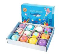 Bath Salt Ball - 50g 12 Pieces Bubble Bath Sea Animal Design Skin Friendly Body Cleanser SPA Relaxation Bah Bomb Set Kids Adult Fun | Aromatherapy Bth Care Set For Home Travel Hotel Use