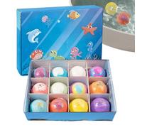 Bath Salt Balls | 12 Pieces Sea Animal Theme Quick Dissolving | Kids Bath Balls and Toys Set | for Boys Girls Young Child Preschoolers Pool Beach Water Park Home