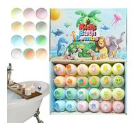 Bath Salts Bubble Ball, 24 Pieces Relaxing Soak Set, Animal Toy Bath Bombs with Soft Fragrance, Spa Fun Baths Set with vibrant Colors, Kids Baths Toys Playful Style, Home Accessory for Tub