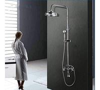 Bath Shower Mixer with Hand Shower Chrome Solid Brass Silver- Plated Finish Bathroom Shower Set Rain Shower Head Tap
