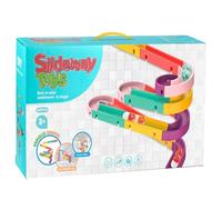 Bath Slide - Building Track Set, Kids Shower Toys, Wall Mounted Bathtub System | Interactive Educational Water Play System Indoor Colorful Modular Construction, Home Fun Bathing Activity Suction Mount