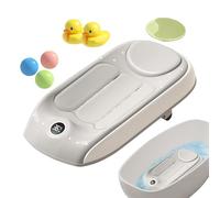 Bath Support Seat - Kids Adjustable Bathtub with Temperature Sensing for Safe Bathing | Three Level Height Setting Bathing Chair, Portable Child Bath Accessory for Home Travel Hotel Beach Shower