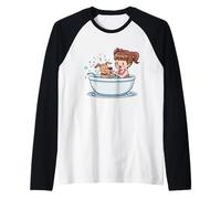 Bath Time Chaos Divertido diseño Unisex para Hombres y Mujeres Camiseta Manga Raglan