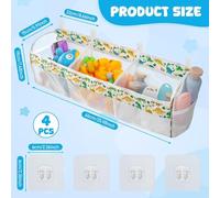 Bath Toy Holder, Large Dinosaur Container Organizer, 26.10x5.91x7.48 Inches Quick Drying Mesh Bag Design & 4 Adhesive Hooks, Shower Wall Storage for Boys Girls Children Bathroom Poolside and Daycare