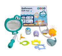 Bath Toys For Kids - MultiFunctional Bathrooms Play Set, Bath Time Toys With Drainage Holes, Modular Multi-Functional Portable Fishing Net Suction Cup For Water Boys Girls Pool
