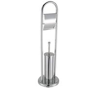 Bath Vida Escobilla de baño y Soporte para Papel de Base Redonda, Acero Inoxidable/Metal