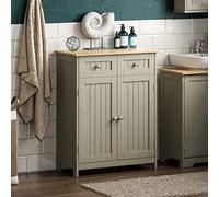 Bath Vida Priano-Armario de baño con 2 cajones y 2 Puertas, Color Gris y Roble, Madera de ingeniería, H : 75 x W : 60 x D : 30 Cm Approx