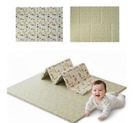 BATHBY Alfombra de Bebé, Plegable, Extra Grande 200 x 150 cm, Impermeable, Acolchada 1 cm, Reversible, Diseño Educativo con Números y Abecedario, para Gatear y Jugar (Marrón/Animales)