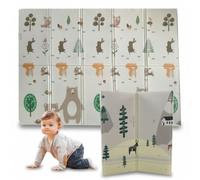 BATHBY Alfombra de Bebé, Plegable, Extra Grande 200 x 180 cm, Impermeable, Acolchada 1 cm, Reversible, Diseño Educativo con Números y Abecedario, para Gatear y Jugar (Animales/Invierno)