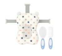 BATHBY | Cojín para Bañera de Bebé - Asiento Ergonómico Ajustable y Portátil con Malla Antideslizante, Almohada Reductora, Hamaca de Ducha con Diseño de Estrellas + Patito de Goma (Cepillo y peine)