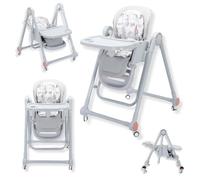 BATHBY Trona Evolutiva 3 en 1 - Plegable y Portátil, con Altura, Reposapiés, Respaldo y Bandeja todo Ajustables, 8 Niveles de Regulación y Sistema de Seguridad, Hasta 6 Años (Gris)